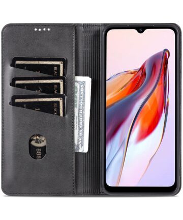 AZNS Xiaomi Redmi 12C Hoesje Portemonnee Book Case Kunstleer Zwart Hoesjes