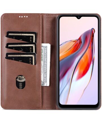 AZNS Xiaomi Redmi 12C Hoesje Portemonnee Book Case Kunstleer Coffee Hoesjes