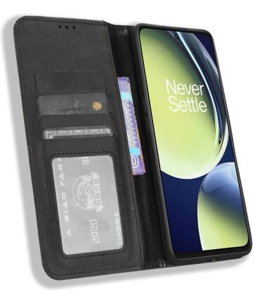 OnePlus Nord CE 3 Lite Vintage Portemonnee Hoesje Zwart Hoesjes