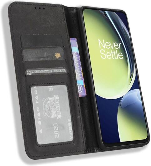 OnePlus Nord CE 3 Lite Vintage Portemonnee Hoesje Zwart afbeelding 1