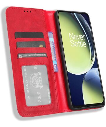 OnePlus Nord CE 3 Lite Vintage Portemonnee Hoesje Rood Hoesjes