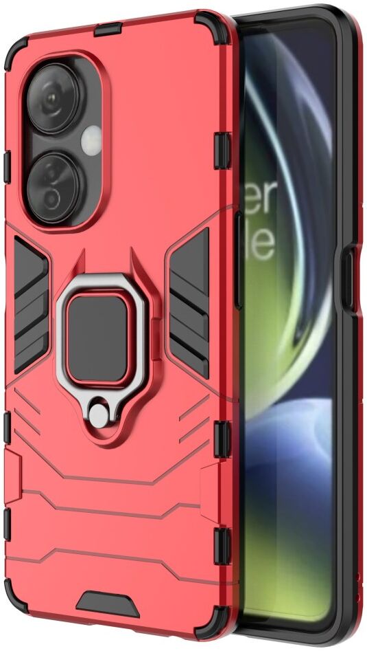 OnePlus Nord CE 3 Lite Hoesje met Magnetische Kickstand Ring Rood afbeelding 1