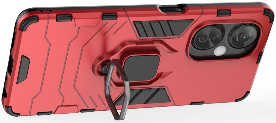 OnePlus Nord CE 3 Lite Hoesje met Magnetische Kickstand Ring Rood afbeelding 2