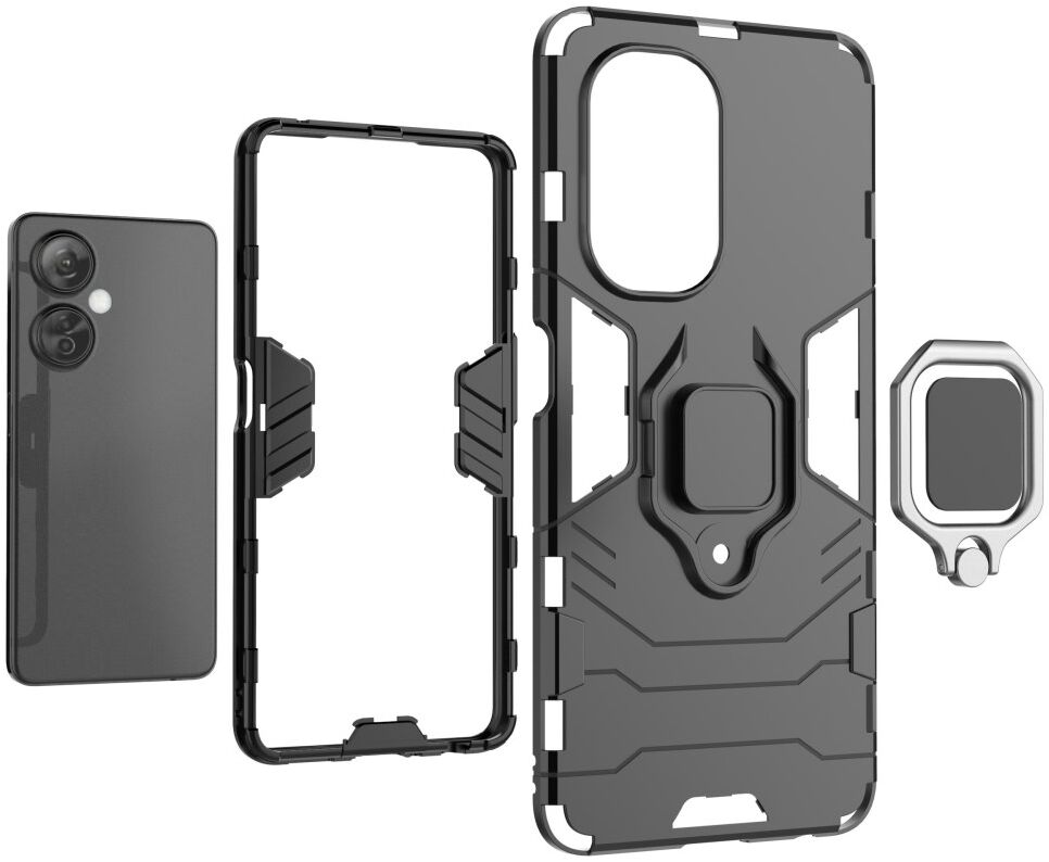 OnePlus Nord CE 3 Lite Hoesje met Magnetische Kickstand Ring Zwart afbeelding 4