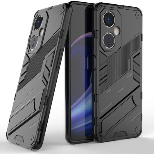 OnePlus Nord CE 3 Lite Hoesje Shockproof Kickstand Back Cover Zwart afbeelding 1