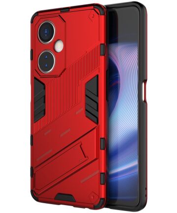 OnePlus Nord CE 3 Lite Hoesje Shockproof Kickstand Back Cover Rood Hoesjes