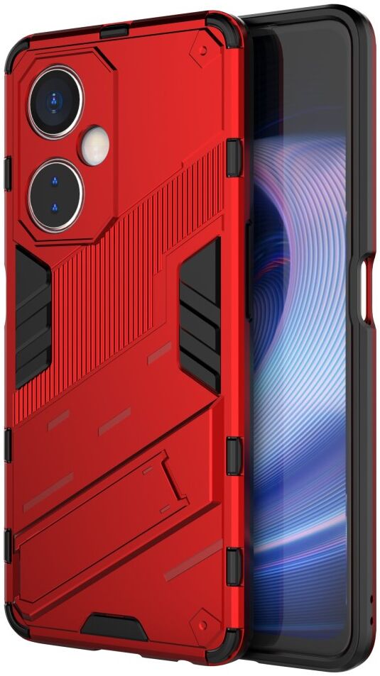 OnePlus Nord CE 3 Lite Hoesje Shockproof Kickstand Back Cover Rood afbeelding 1