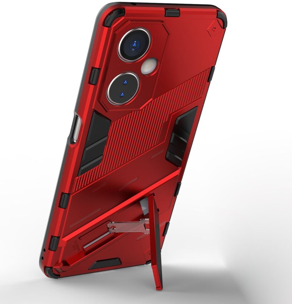 OnePlus Nord CE 3 Lite Hoesje Shockproof Kickstand Back Cover Rood afbeelding 3