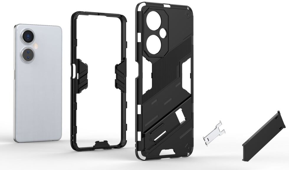 OnePlus Nord CE 3 Lite Hoesje Shockproof Kickstand Back Cover Rood afbeelding 4