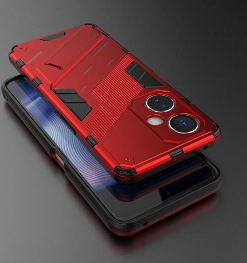 OnePlus Nord CE 3 Lite Hoesje Shockproof Kickstand Back Cover Rood afbeelding 7
