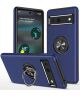 Google Pixel 7a Hoesje met Magnetische Kickstand Ring Blauw