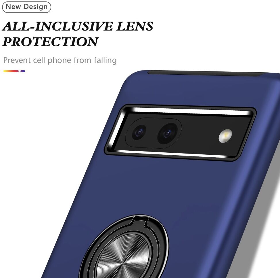 Google Pixel 7a Hoesje met Magnetische Kickstand Ring Blauw afbeelding 6