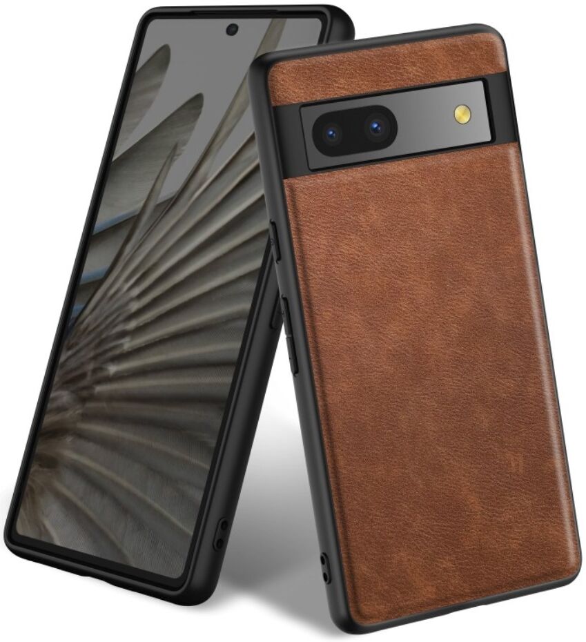 Google Pixel 7a Hoesje met Kunstleer Coating Back Cover Bruin afbeelding 1