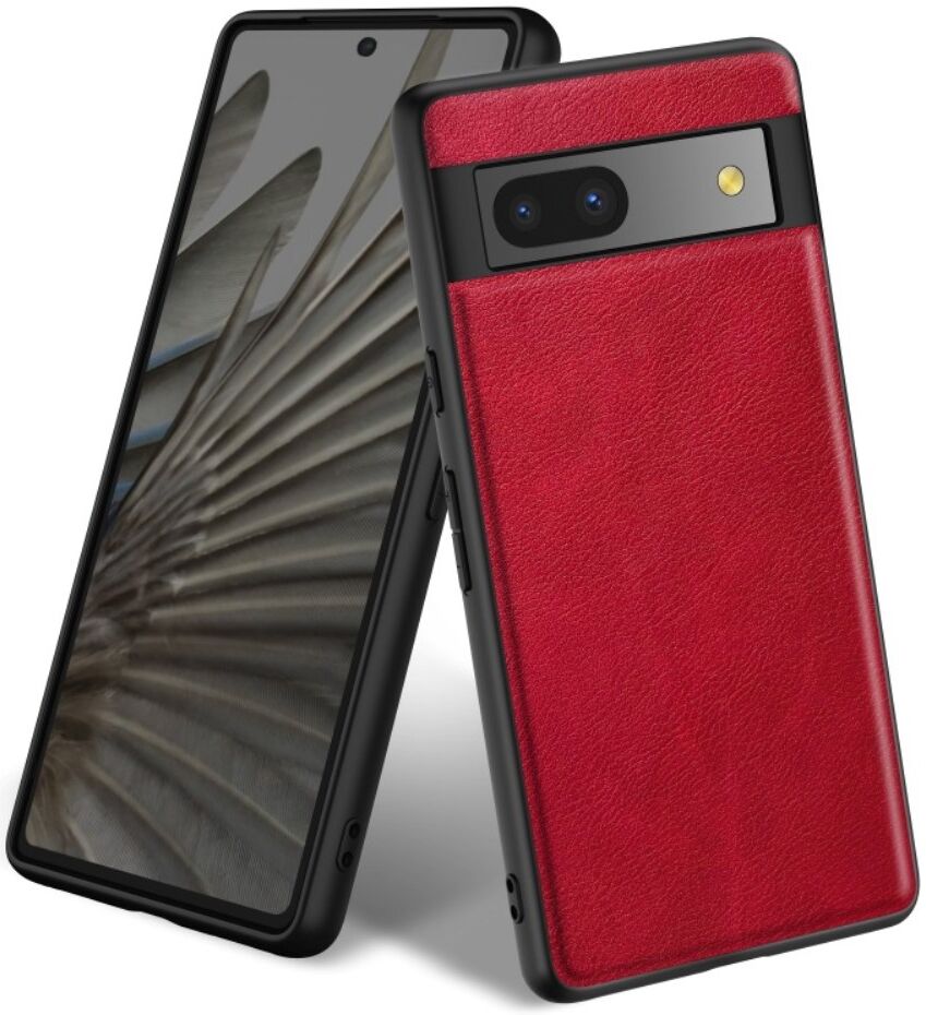 Google Pixel 7a Hoesje met Kunstleer Coating Back Cover Rood afbeelding 1