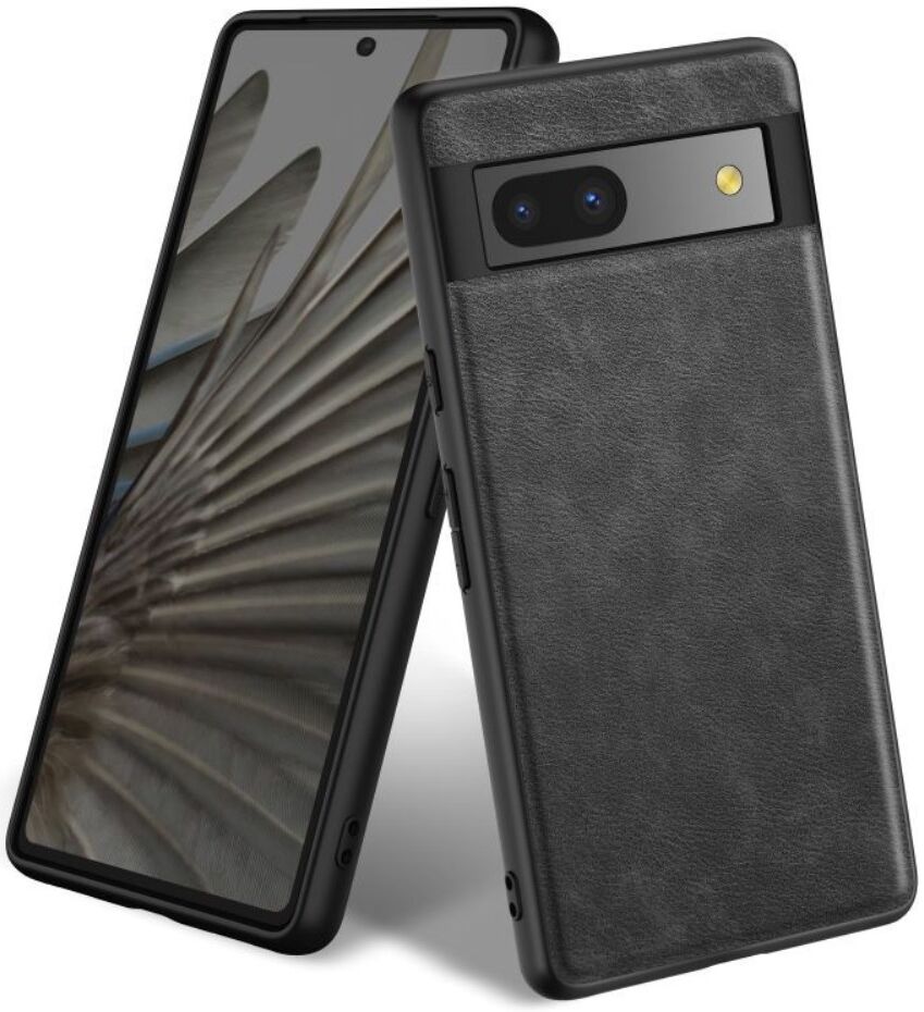 Google Pixel 7a Hoesje met Kunstleer Coating Back Cover Zwart afbeelding 1