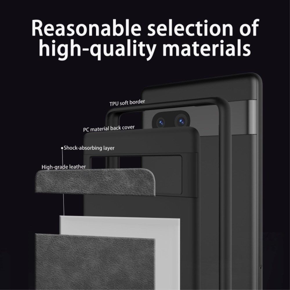 Google Pixel 7a Hoesje met Kunstleer Coating Back Cover Zwart afbeelding 7