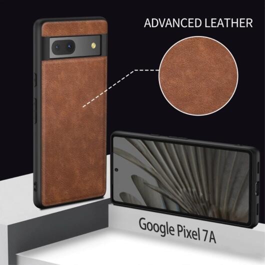 Google Pixel 7a Hoesje met Kunstleer Coating Back Cover Zwart afbeelding 4