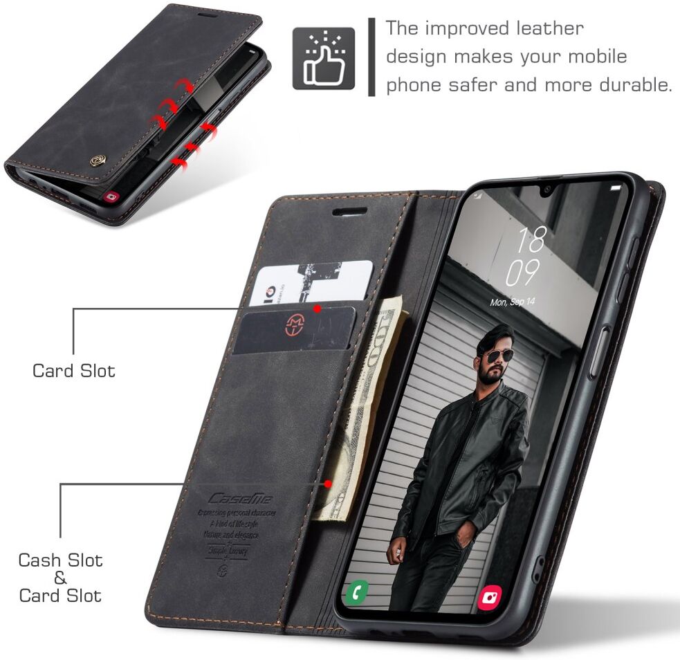 CaseMe 013 Samsung Galaxy A24 Hoesje Book Case met Pasjeshouder Zwart afbeelding 7