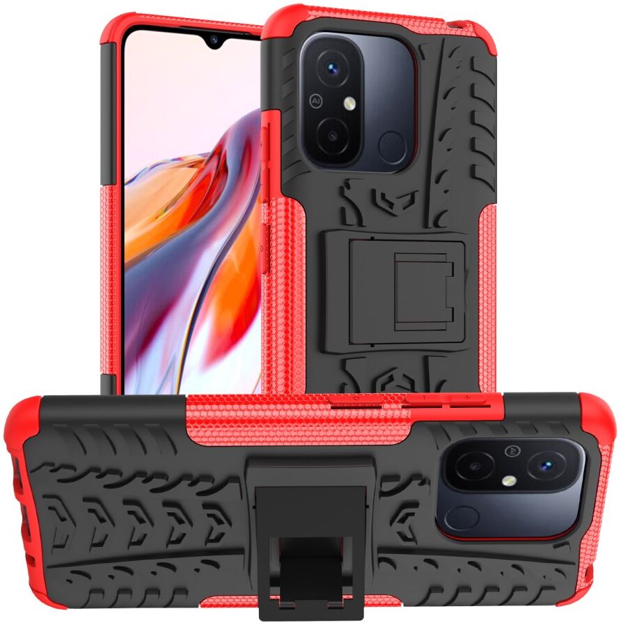 Xiaomi Redmi 12C Hoes Robuust Hybride Back Cover Rood afbeelding 1