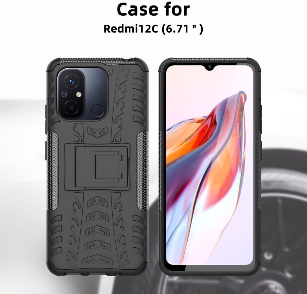 Xiaomi Redmi 12C Hoes Robuust Hybride Back Cover Rood afbeelding 2