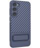 Samsung Galaxy S23 Hoesje Rugged Kickstand Back Cover Blauw