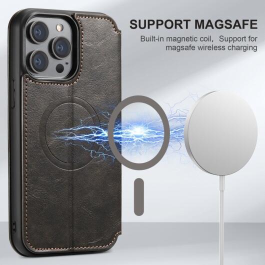 Apple iPhone 13 Pro Hoesje MagSafe Portemonnee Book Case Zwart afbeelding 3