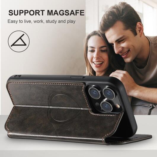 Apple iPhone 13 Pro Hoesje MagSafe Portemonnee Book Case Zwart afbeelding 6