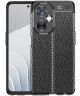 OnePlus Nord CE 3 Lite Hoesje TPU Back Cover met Leren Textuur Zwart