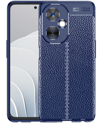 OnePlus Nord CE 3 Lite Hoesje TPU Back Cover met Leren Textuur Blauw Hoesjes