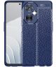 OnePlus Nord CE 3 Lite Hoesje TPU Back Cover met Leren Textuur Blauw