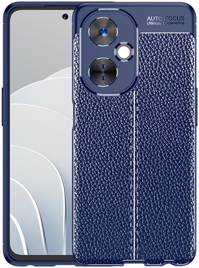 OnePlus Nord CE 3 Lite Hoesje TPU Back Cover met Leren Textuur Blauw afbeelding 1