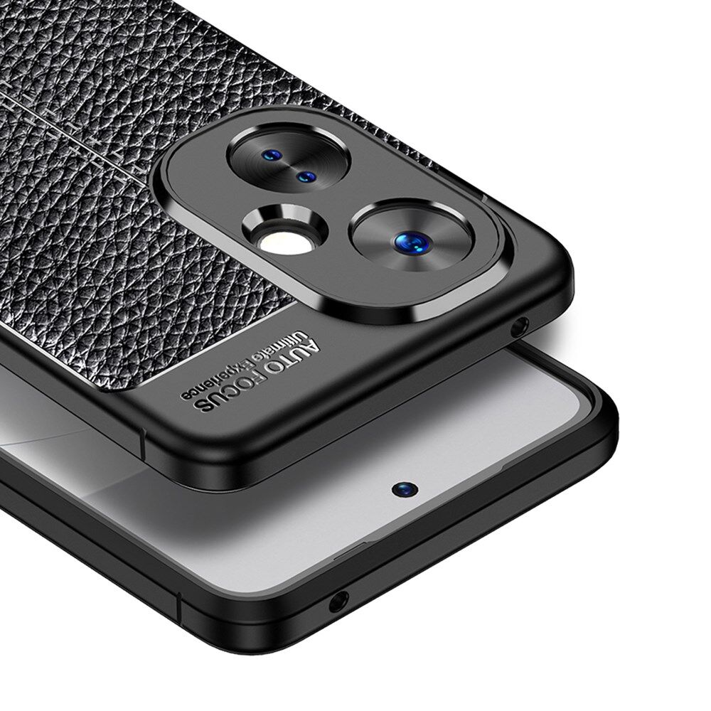 OnePlus Nord CE 3 Lite Hoesje TPU Back Cover met Leren Textuur Blauw afbeelding 4