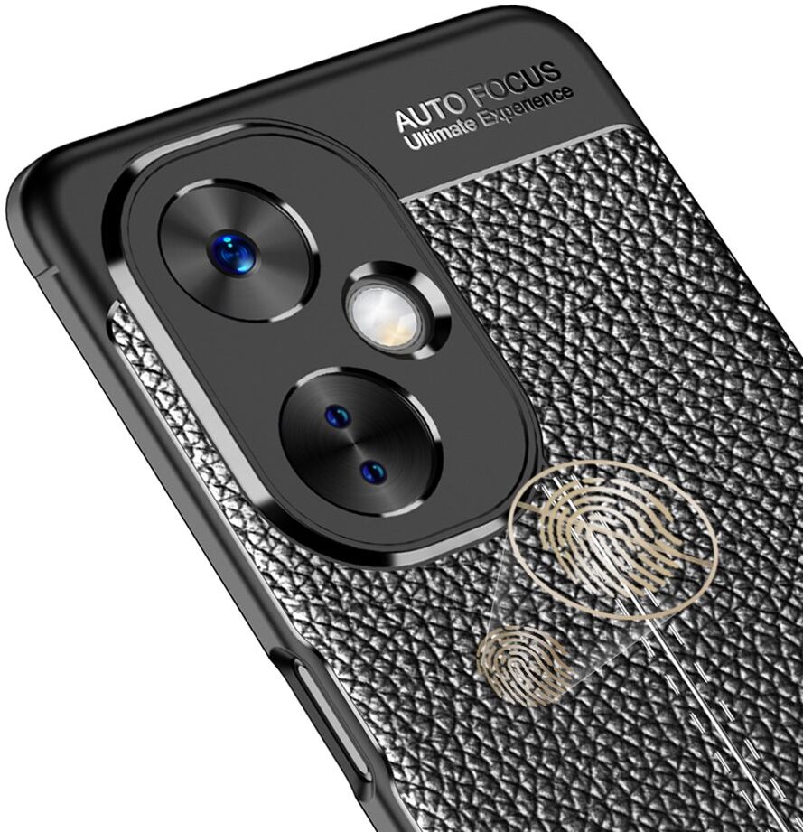 OnePlus Nord CE 3 Lite Hoesje TPU Back Cover met Leren Textuur Blauw afbeelding 5