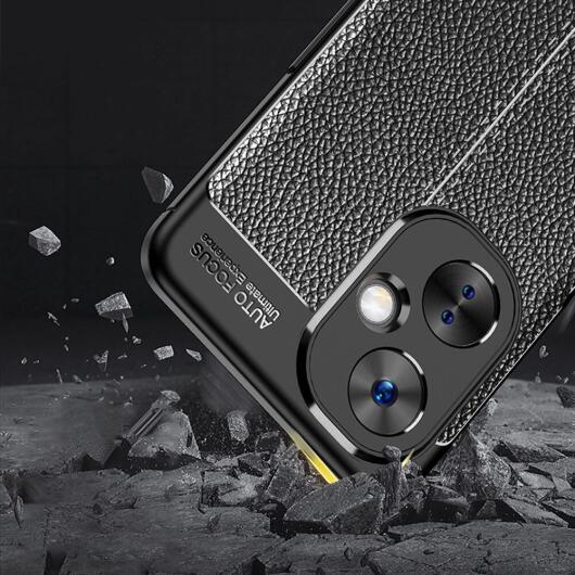 OnePlus Nord CE 3 Lite Hoesje TPU Back Cover met Leren Textuur Blauw afbeelding 3
