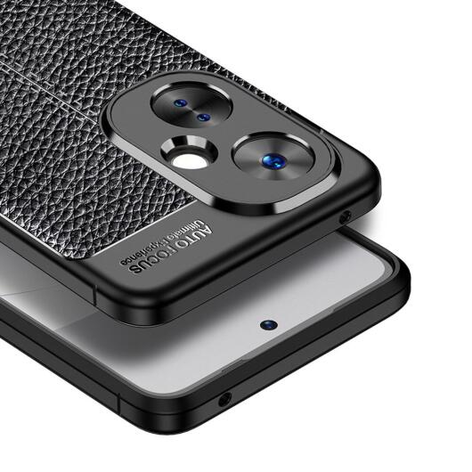 OnePlus Nord CE 3 Lite Hoesje TPU Back Cover met Leren Textuur Blauw afbeelding 4
