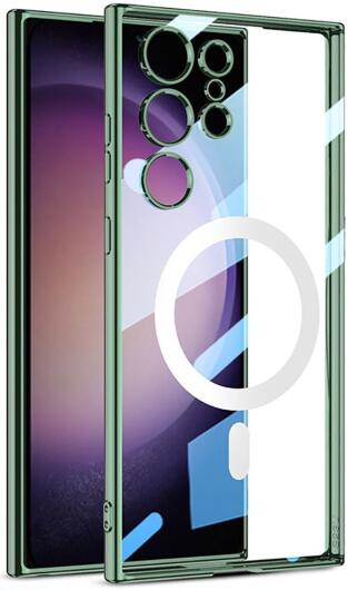 Samsung Galaxy S23 Ultra Hoesje MagSafe Back Cover Transparant/Groen afbeelding 1