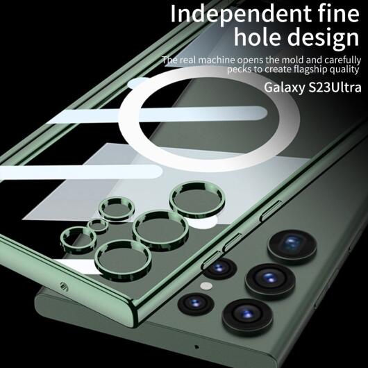 Samsung Galaxy S23 Ultra Hoesje MagSafe Back Cover Transparant/Groen afbeelding 3