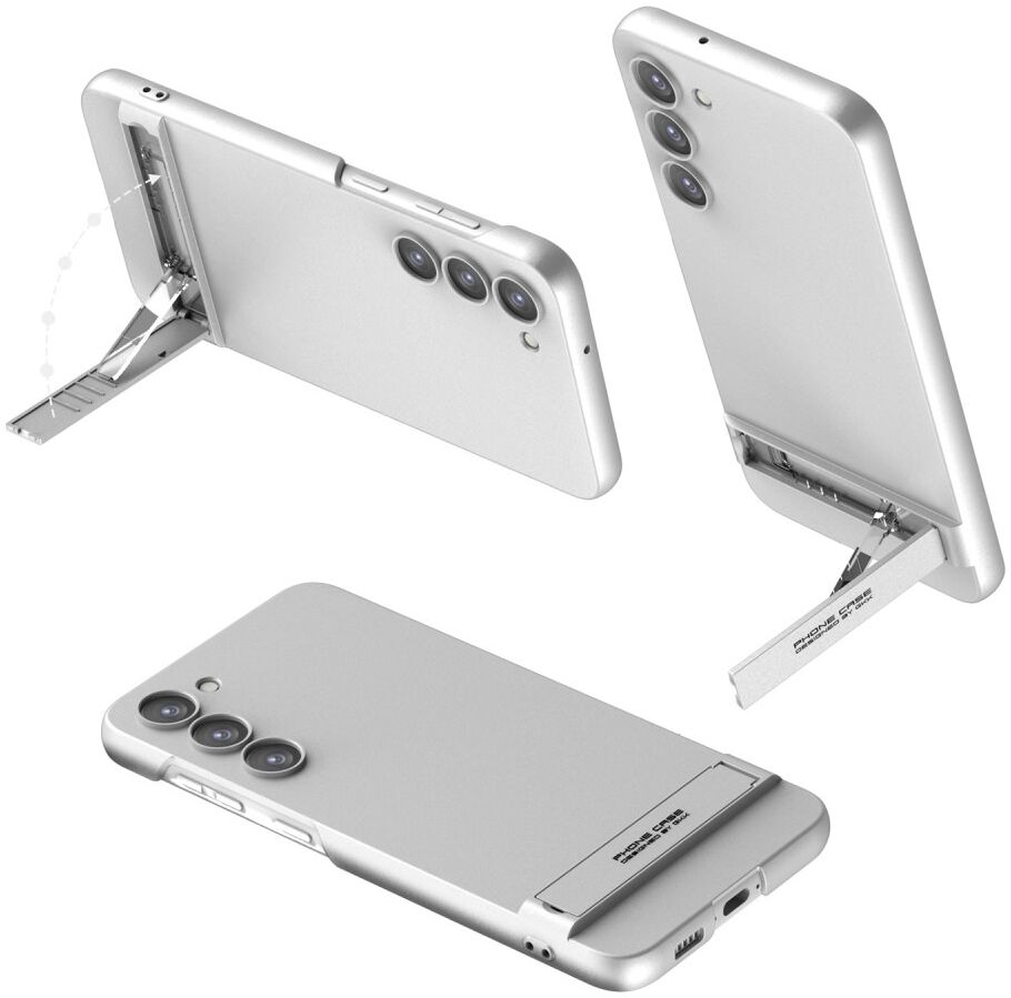 Samsung Galaxy S23 Hoesje met Standaard Kickstand Back Cover Zilver afbeelding 1