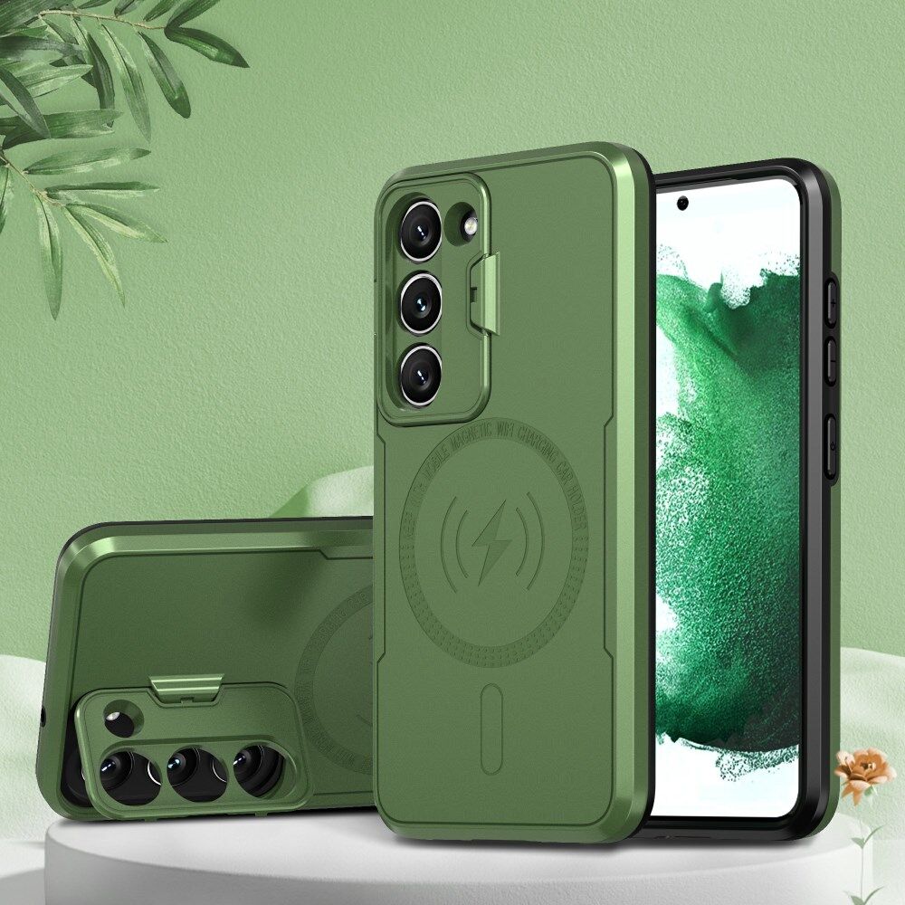 Samsung Galaxy S23 MagSafe Hoesje Camera Protector Kickstand Groen afbeelding 2