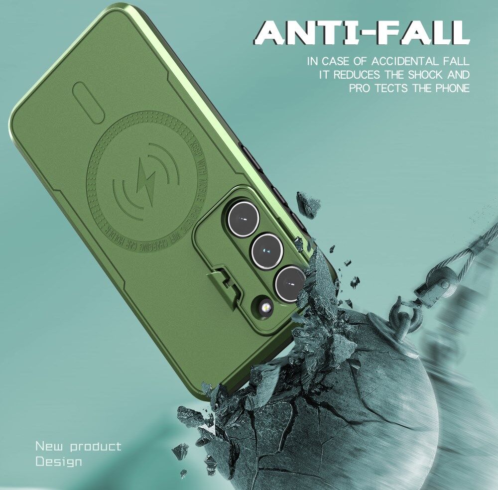 Samsung Galaxy S23 MagSafe Hoesje Camera Protector Kickstand Groen afbeelding 3