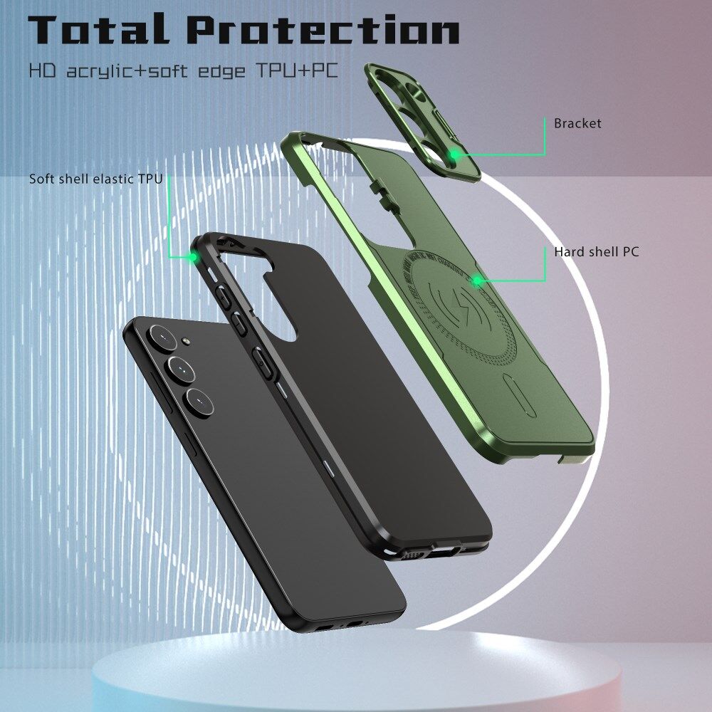 Samsung Galaxy S23 MagSafe Hoesje Camera Protector Kickstand Groen afbeelding 4