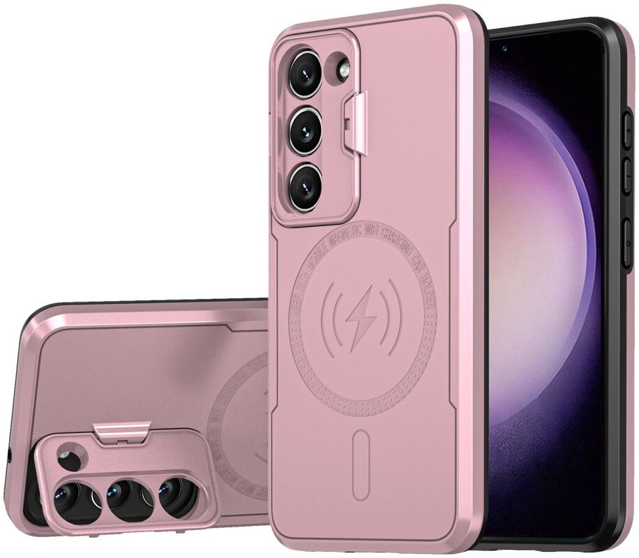 Samsung Galaxy S23 MagSafe Hoesje Camera Protector Kickstand Roze Goud afbeelding 1