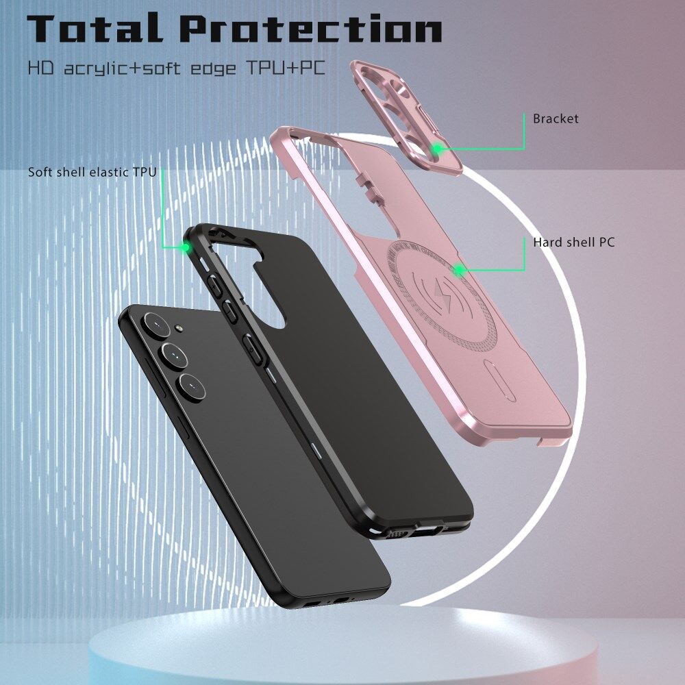 Samsung Galaxy S23 MagSafe Hoesje Camera Protector Kickstand Roze Goud afbeelding 4