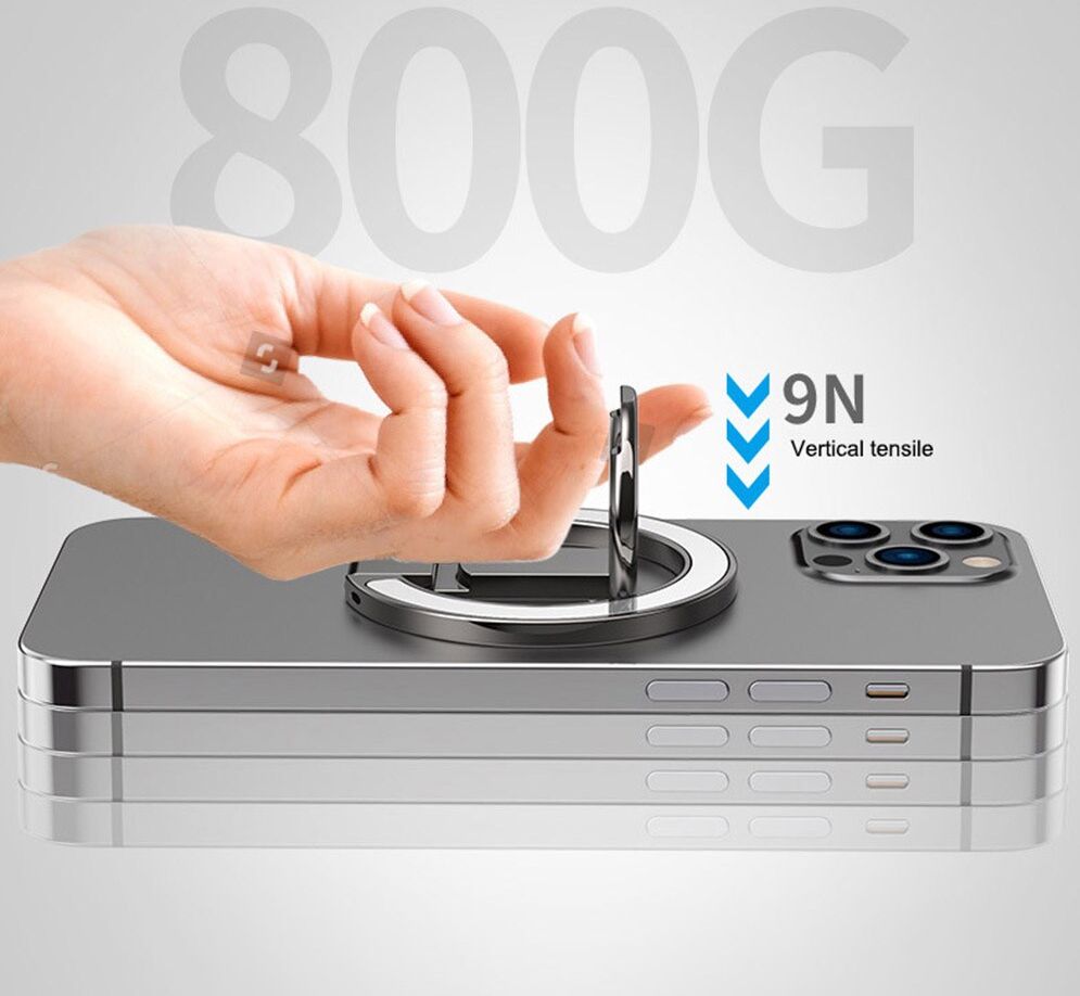 Metalen MagSafe Vinger Ring met Standaard Zwart afbeelding 7