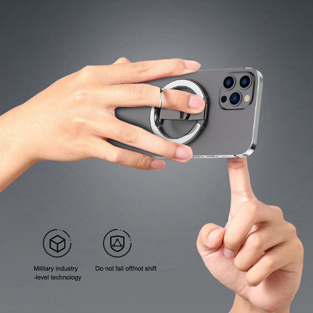 Metalen MagSafe Vinger Ring met Standaard Zwart afbeelding 8