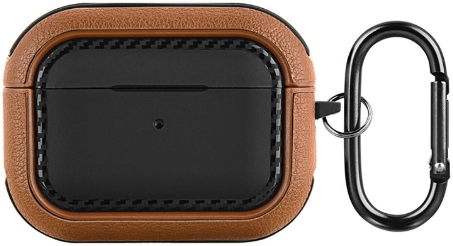 Airpods Pro 1/2 Kunstlederen Schokbestendig Hoesje Zwart/Bruin afbeelding 1
