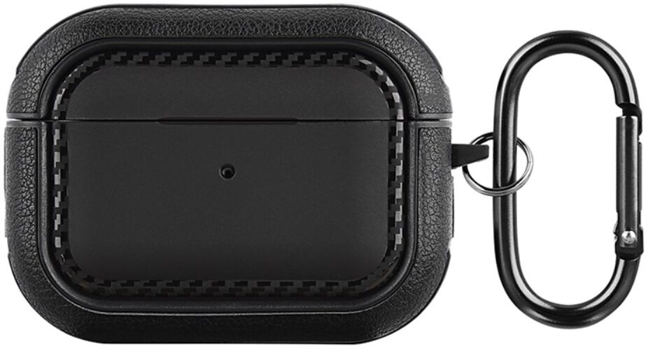 Airpods Pro 1/2 Kunstlederen Schokbestendig Hoesje Zwart afbeelding 1