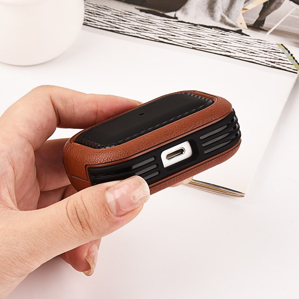 Airpods Pro 1/2 Kunstlederen Schokbestendig Hoesje Zwart afbeelding 2