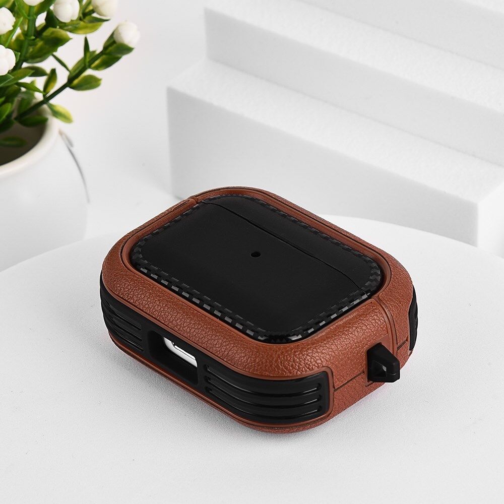 Airpods Pro 1/2 Kunstlederen Schokbestendig Hoesje Zwart afbeelding 4