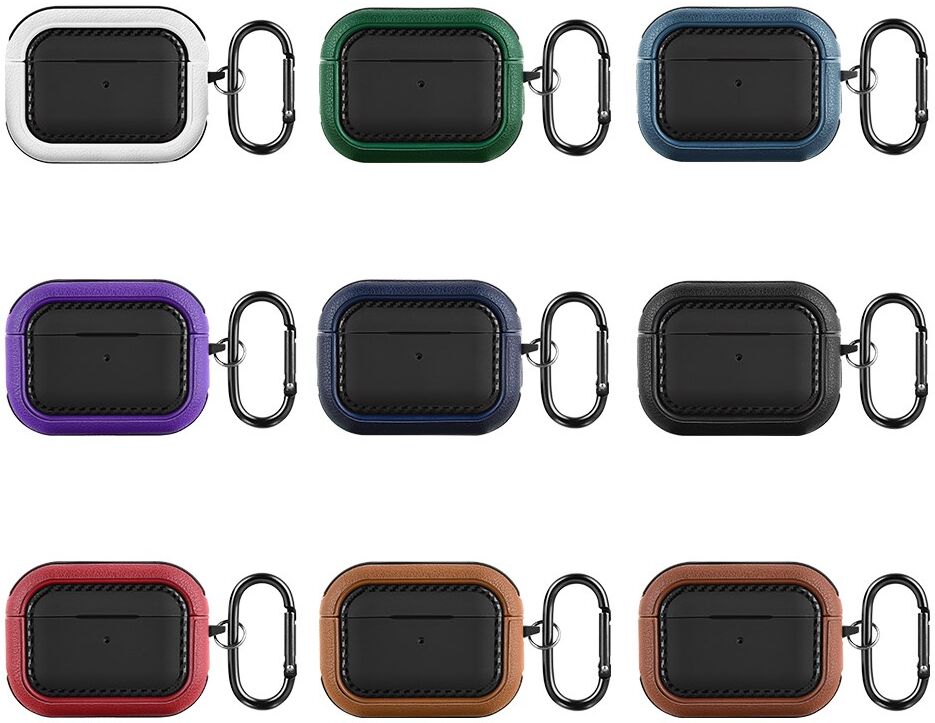 Airpods Pro 1/2 Kunstlederen Schokbestendig Hoesje Zwart afbeelding 9